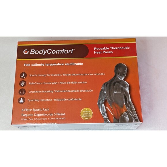 Body Comfort Reusable Therapeutic Heat Packs 6-Piece Sports Pack-- NEW/ SEALED - Picture 1 of 8